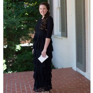 Black Lace Ruffled Dress